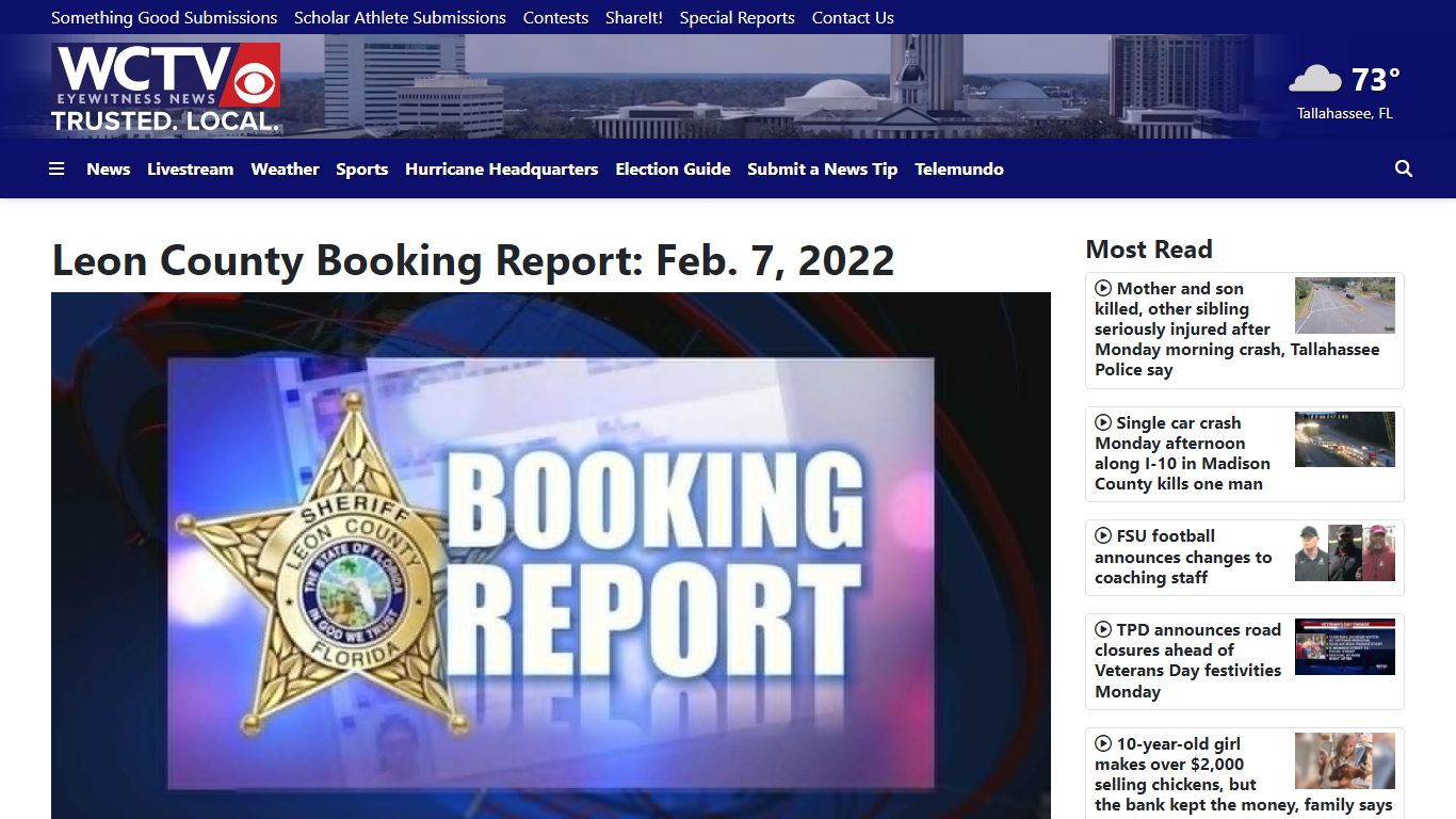 Leon County Booking Report: Feb. 7, 2022 - WCTV