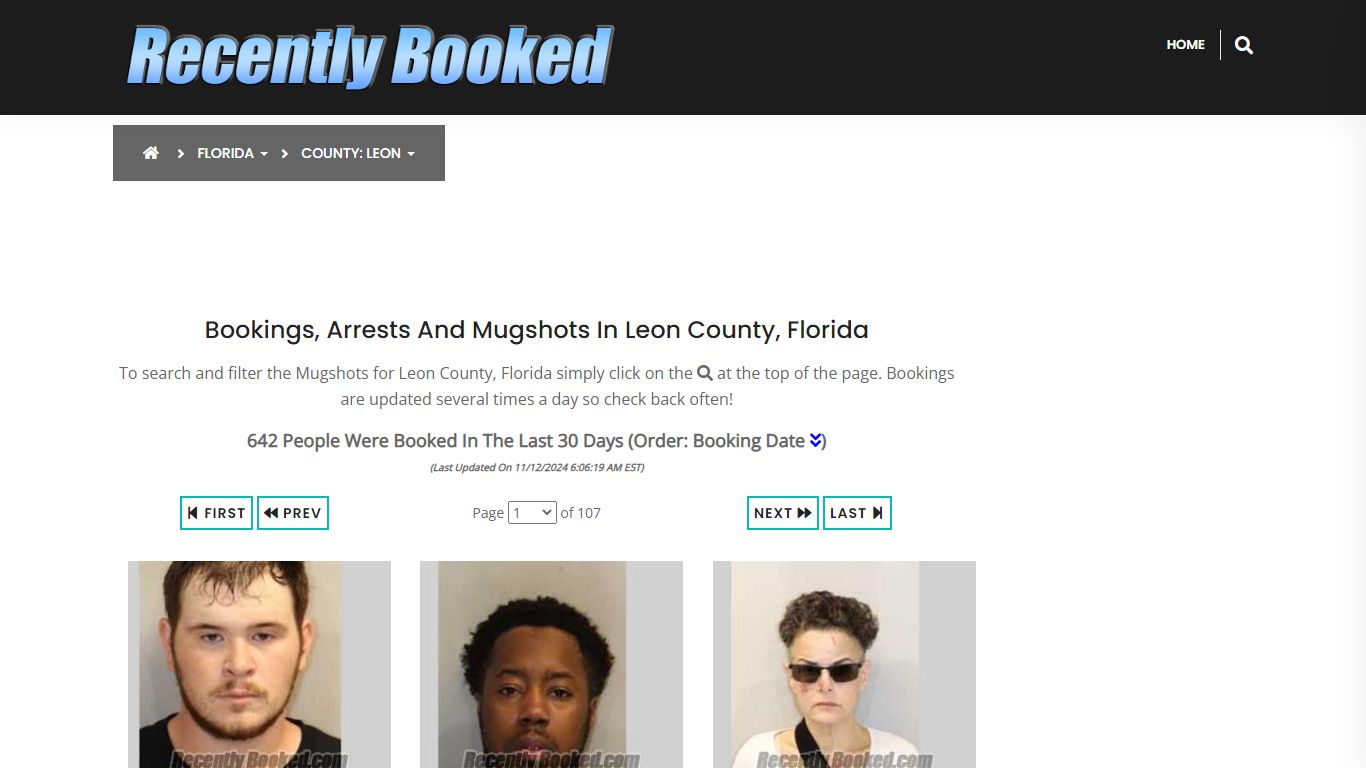 Bookings, Arrests and Mugshots in Leon County, Florida - Recently Booked