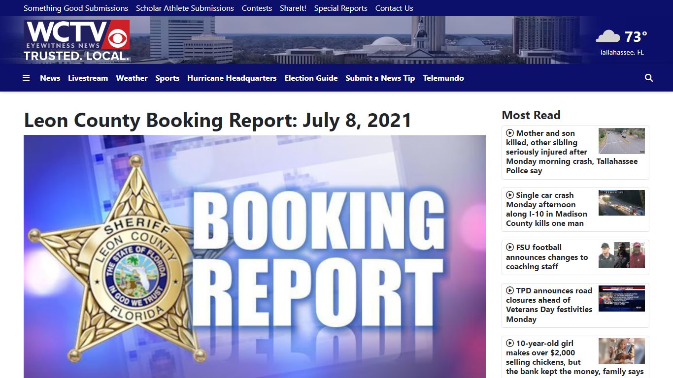 Leon County Booking Report: July 8, 2021 - WCTV